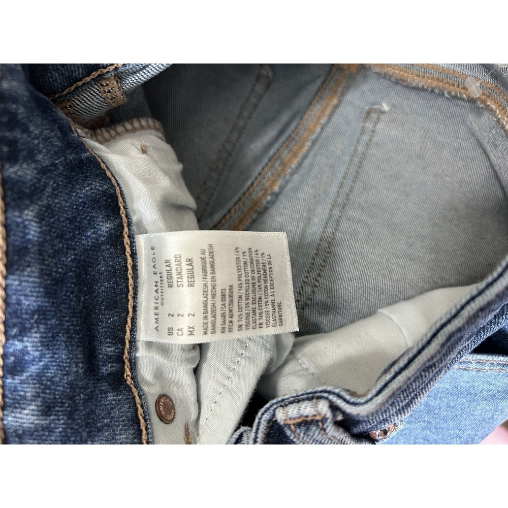 American Eagle Stretch SIZE 2 REGULAR Medium Wash Hi Rise Mom Jeans *J264 - Picture 5 of 6
